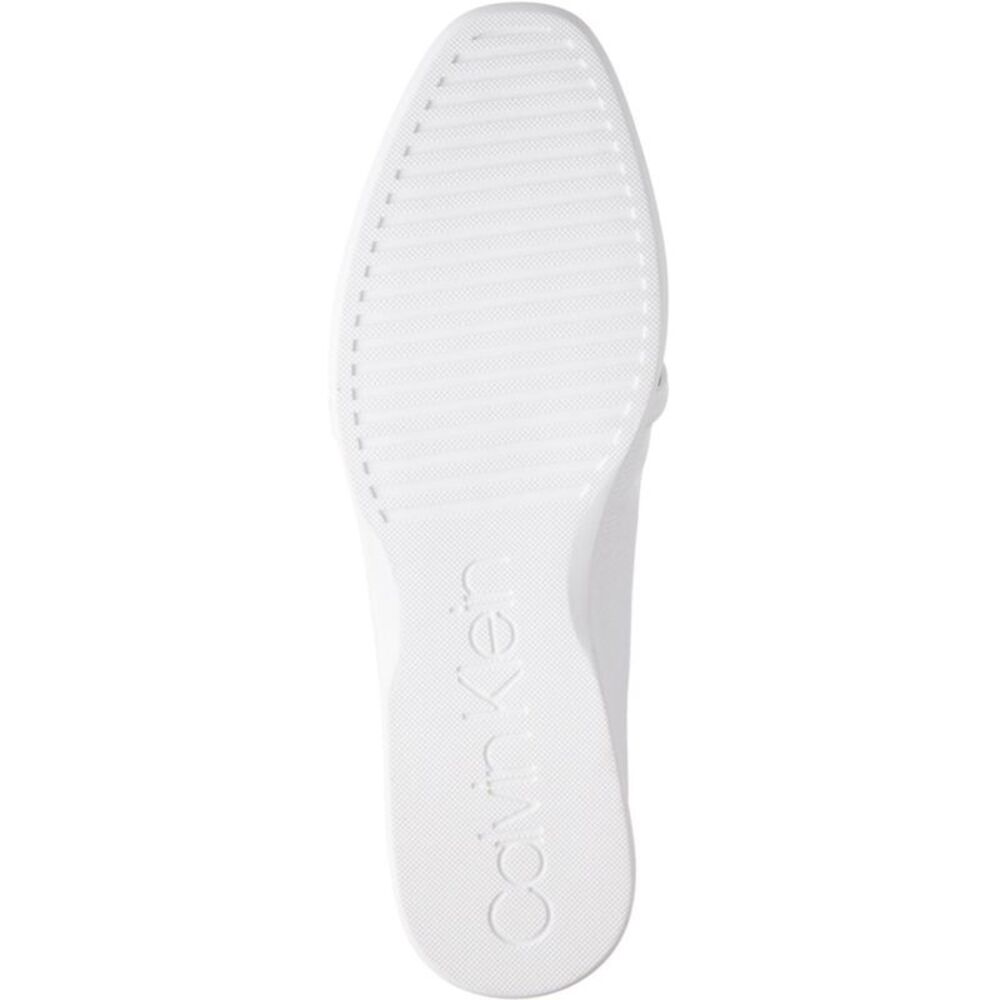 NWT CALVIN KLEIN Womens White Lizard Print Chain Link Banda Wedge Loafers 5.5 M